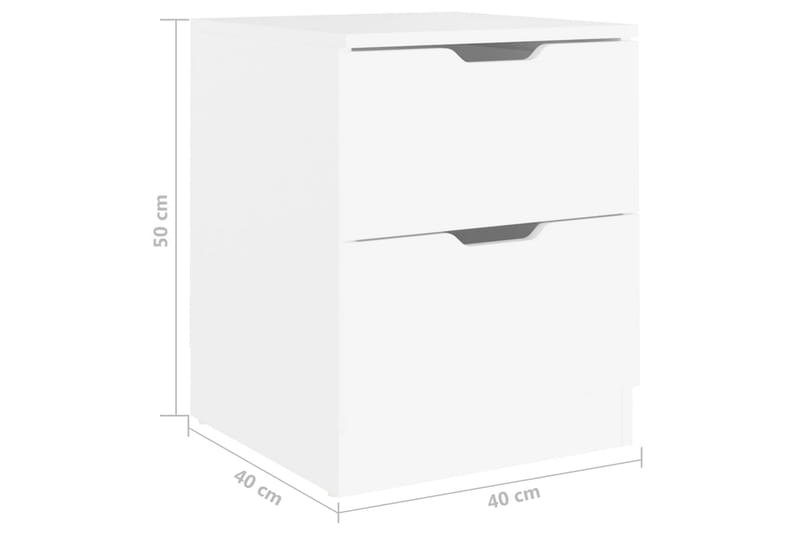 Nattbord 2 stk hvit 40x40x50 cm sponplate - Hvit - Sengebord & nattbord