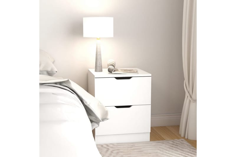 Nattbord 2 stk hvit 40x40x50 cm sponplate - Hvit - Møbler - Bord - Avlastningsbord - Sengebord & nattbord