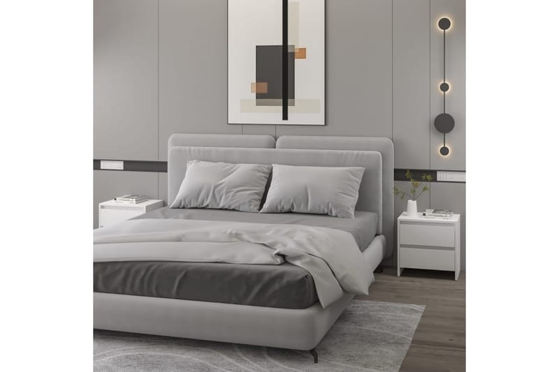Nattbord 2 stk hvit 45x34,5x44,5 cm sponplate - Hvit - Møbler - Bord - Avlastningsbord - Sengebord & nattbord