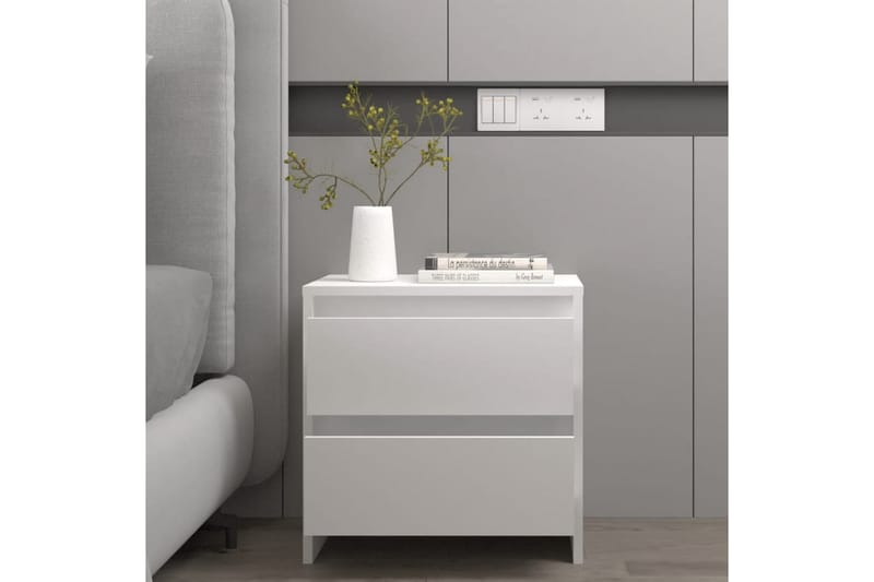 Nattbord 2 stk hvit 45x34,5x44,5 cm sponplate - Hvit - Møbler - Bord - Avlastningsbord - Sengebord & nattbord