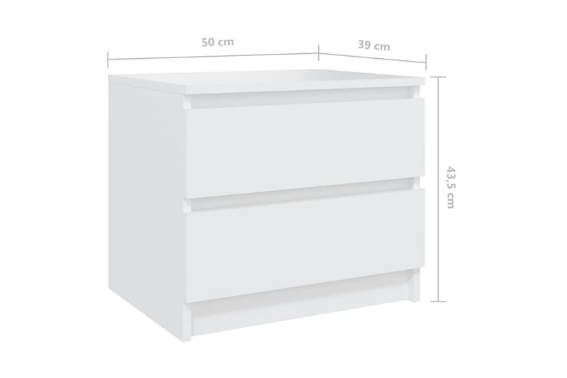 Nattbord 2 stk hvit 50x39x43,5 cm sponplate - Hvit - Møbler - Bord - Avlastningsbord - Sengebord & nattbord