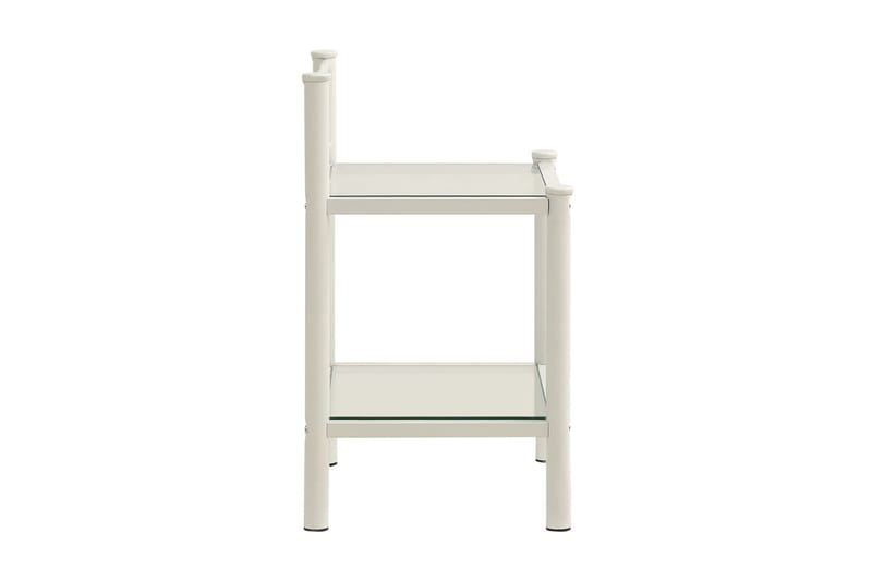 Nattbord 2 stk hvit og gjennomsiktig metall og glass - Møbler - Bord - Avlastningsbord - Sengebord & nattbord