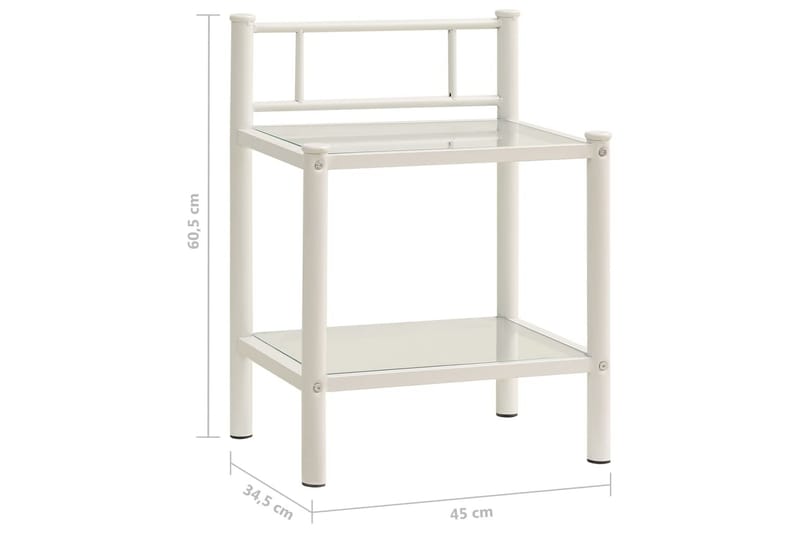 Nattbord 2 stk hvit og gjennomsiktig metall og glass - Møbler - Bord - Avlastningsbord - Sengebord & nattbord