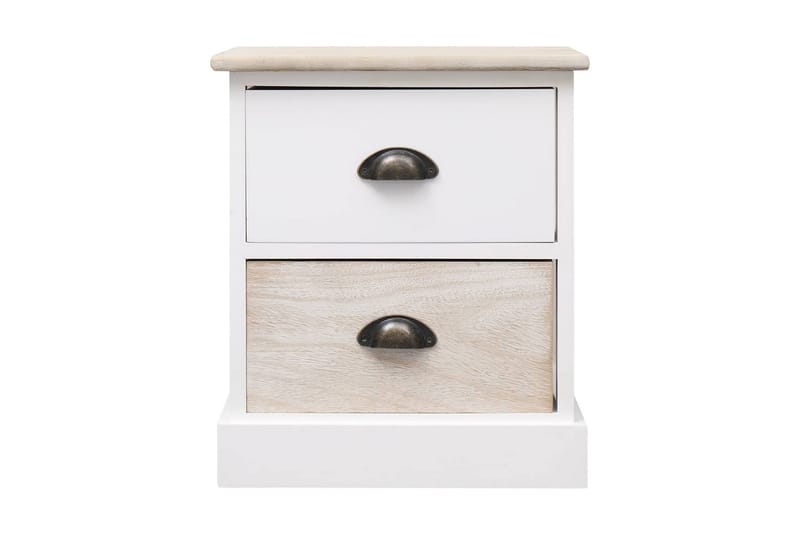 Nattbord 2 stk hvit og naturlig 38x28x45 cm keisertre - Hvit - Møbler - Bord - Avlastningsbord - Sengebord & nattbord