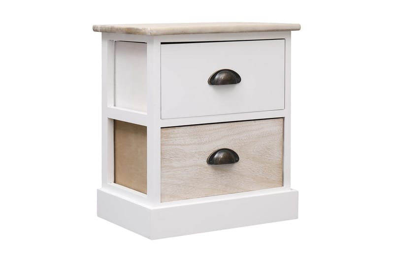 Nattbord 2 stk hvit og naturlig 38x28x45 cm keisertre - Hvit - Møbler - Bord - Avlastningsbord - Sengebord & nattbord