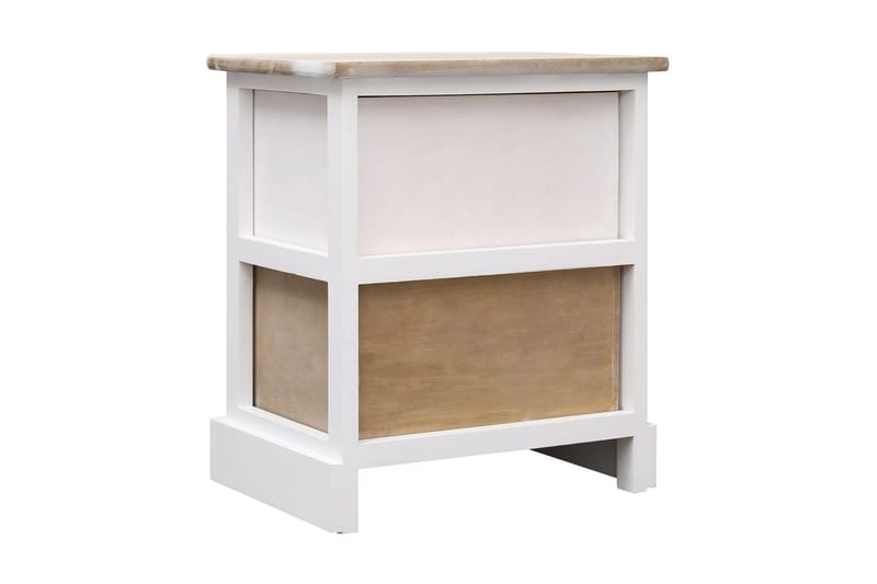 Nattbord 2 stk hvit og naturlig 38x28x45 cm keisertre - Hvit - Møbler - Bord - Avlastningsbord - Sengebord & nattbord