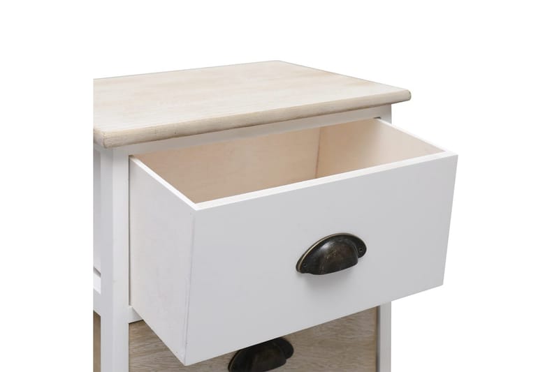 Nattbord 2 stk hvit og naturlig 38x28x45 cm keisertre - Hvit - Møbler - Bord - Avlastningsbord - Sengebord & nattbord