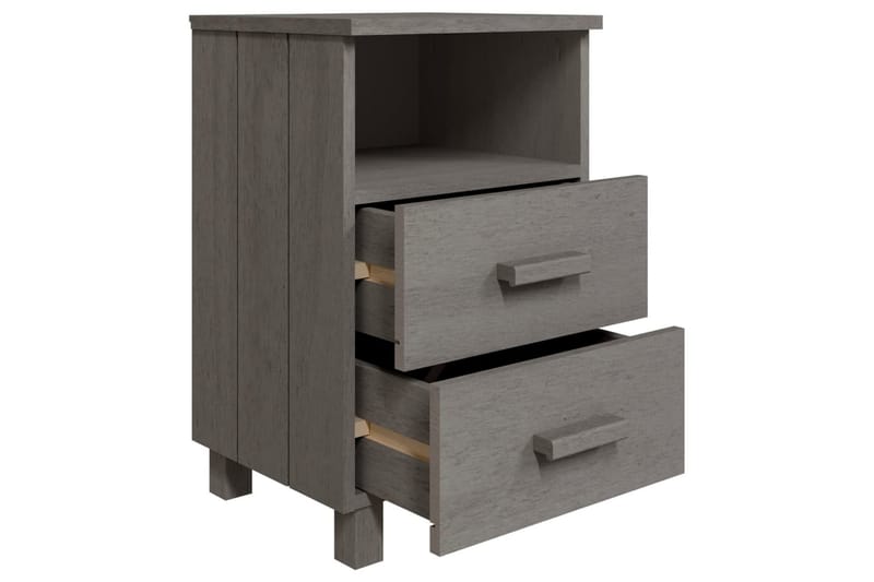 Nattbord 2 stk lysegrå 40x35x62 cm heltre furu - Grå - Møbler - Bord - Avlastningsbord - Sengebord & nattbord