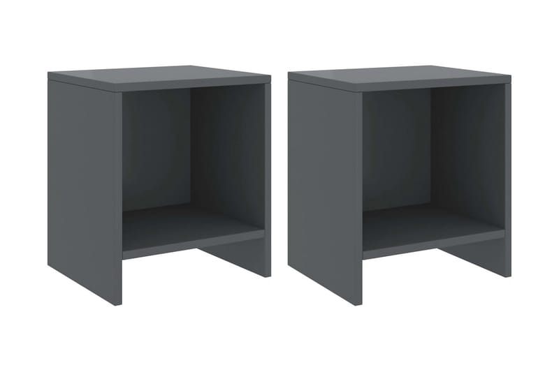 Nattbord 2 stk mørkegrå 35x30x40 cm heltre furu - Grå - Sengebord & nattbord