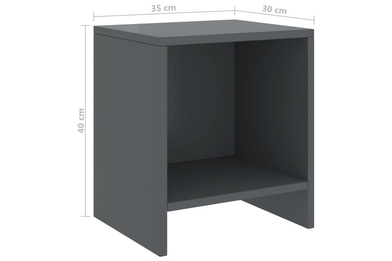 Nattbord 2 stk mørkegrå 35x30x40 cm heltre furu - Grå - Møbler - Bord - Avlastningsbord - Sengebord & nattbord