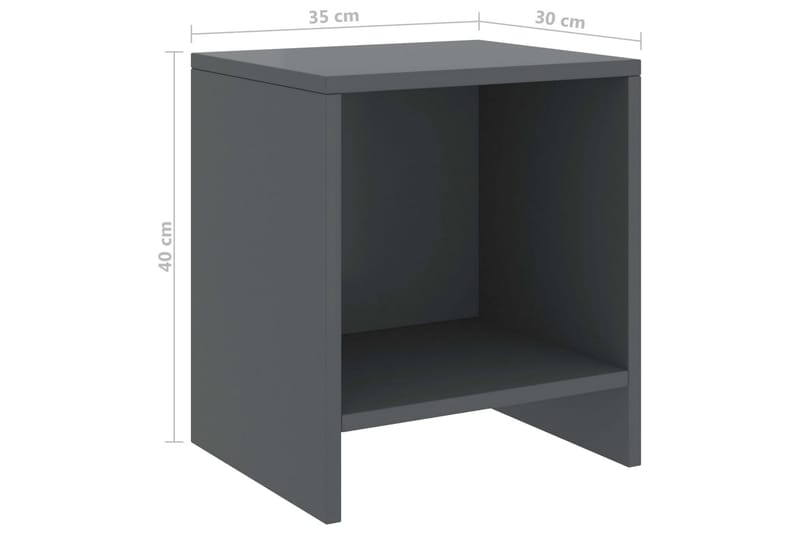 Nattbord 2 stk mørkegrå 35x30x40 cm heltre furu - Grå - Sengebord & nattbord
