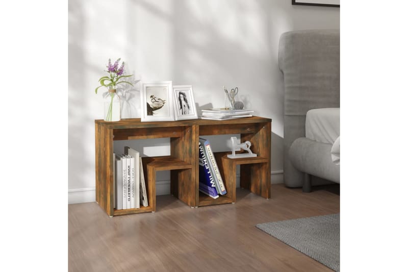 Nattbord 2 stk røkt eik 40x30x40 cm konstruert tre - Brun - Møbler - Bord - Avlastningsbord - Sengebord & nattbord