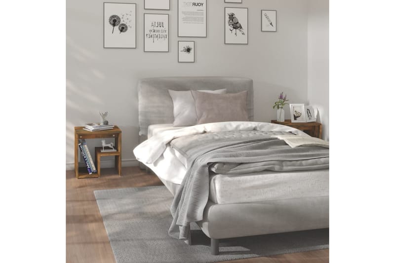 Nattbord 2 stk røkt eik 40x30x40 cm konstruert tre - Brun - Møbler - Bord - Avlastningsbord - Sengebord & nattbord