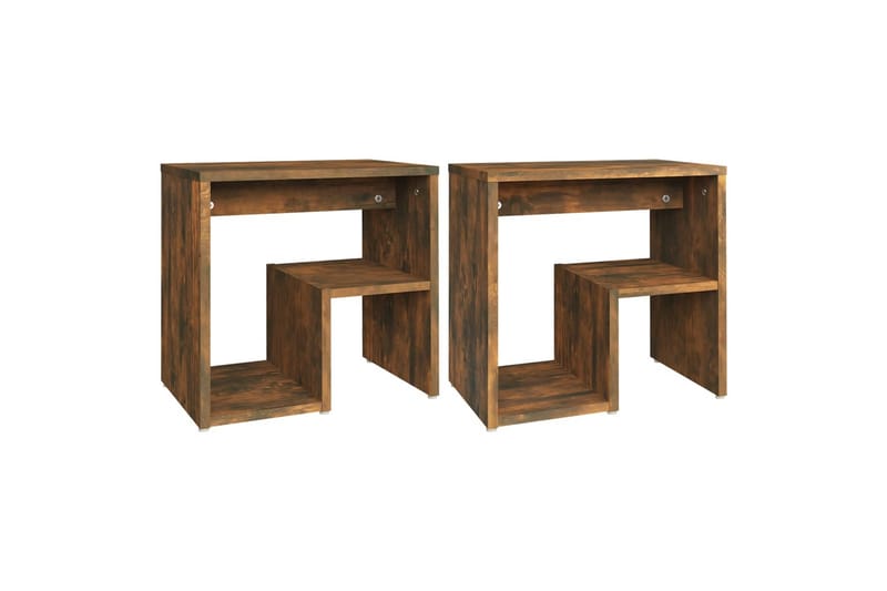 Nattbord 2 stk røkt eik 40x30x40 cm konstruert tre - Brun - Møbler - Bord - Avlastningsbord - Sengebord & nattbord