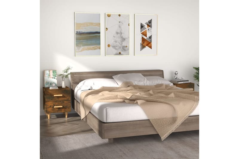 Nattbord 2 stk røkt eik 40x35x47,5 cm - Brun - Møbler - Bord - Avlastningsbord - Sengebord & nattbord