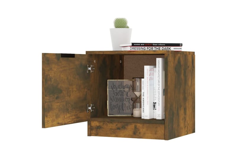 Nattbord 2 stk røkt eik 40x39x40 cm - Brun - Møbler - Bord - Avlastningsbord - Sengebord & nattbord