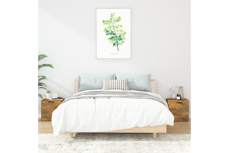 Nattbord 2 stk røkt eik 40x39x40 cm - Brun - Møbler - Bord - Avlastningsbord - Sengebord & nattbord