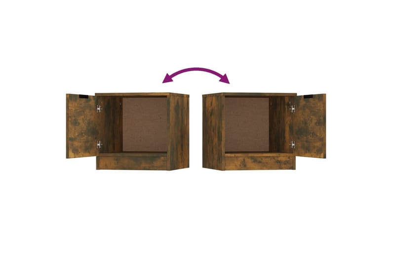 Nattbord 2 stk røkt eik 40x39x40 cm - Brun - Møbler - Bord - Avlastningsbord - Sengebord & nattbord