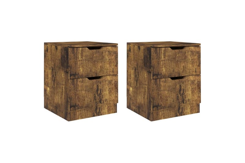 Nattbord 2 stk røkt eik 40x40x50 cm sponplate - Brun - Møbler - Bord - Avlastningsbord - Sengebord & nattbord