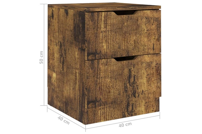 Nattbord 2 stk røkt eik 40x40x50 cm sponplate - Brun - Møbler - Bord - Avlastningsbord - Sengebord & nattbord