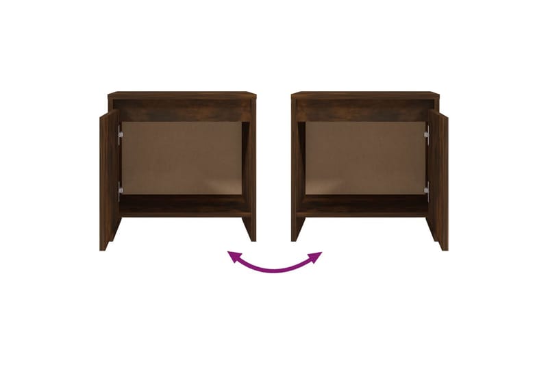 Nattbord 2 stk røkt eik 45x34x44,5 cm sponplate - Brun - Møbler - Bord - Avlastningsbord - Sengebord & nattbord