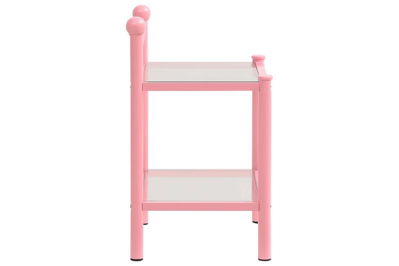 Nattbord 2 stk rosa og gjennomsiktig metall og glass - Møbler - Bord - Avlastningsbord - Sengebord & nattbord