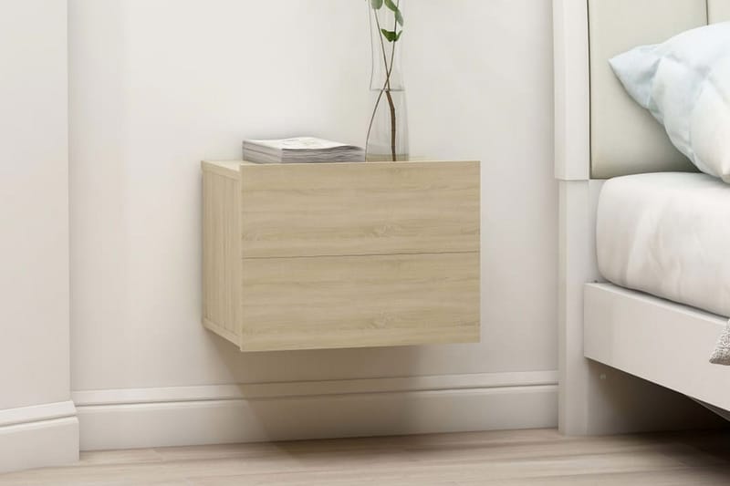 Nattbord 2 stk sonoma eik 40x30x30 cm sponplate - Beige - Møbler - Bord - Avlastningsbord - Sengebord & nattbord