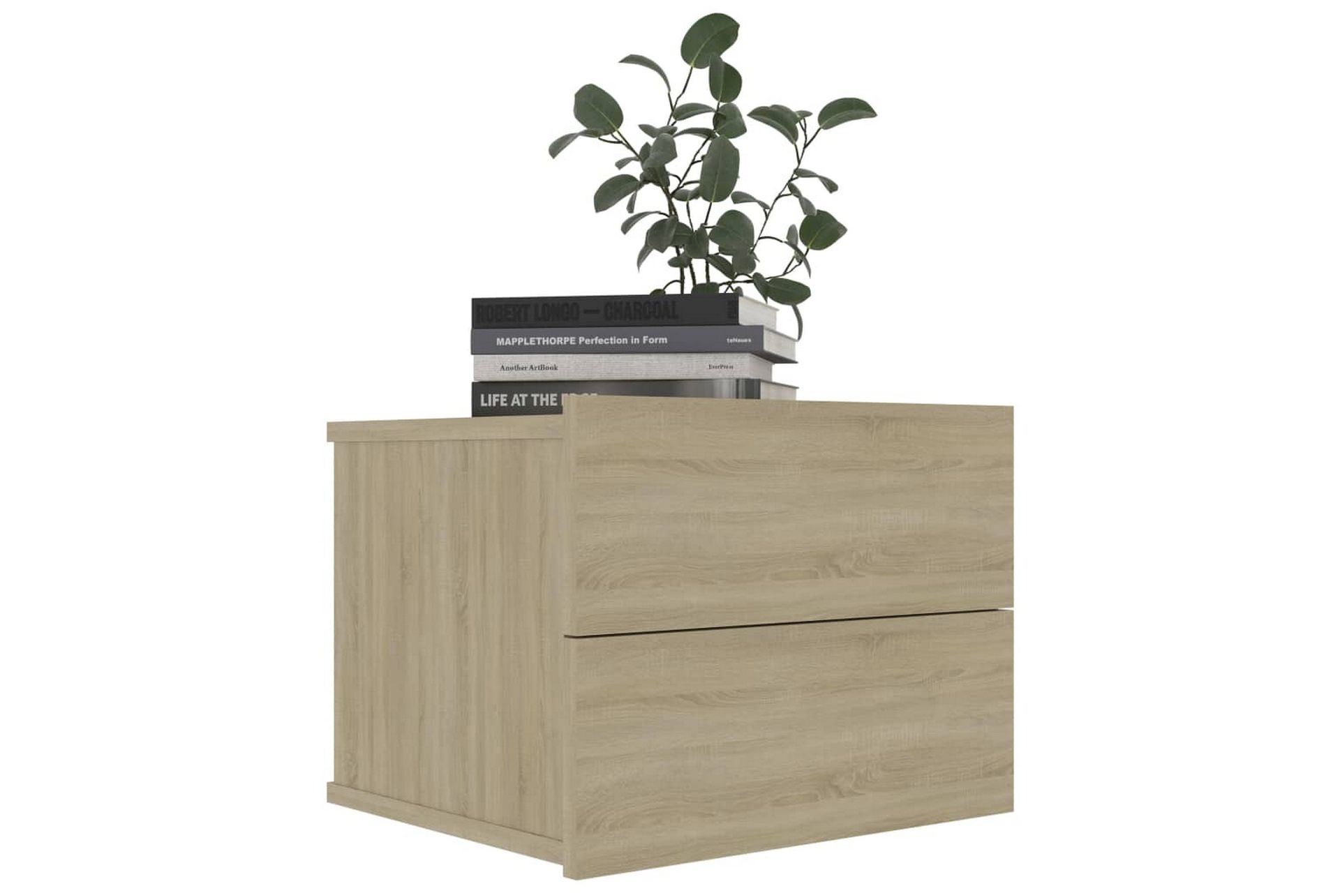 Nattbord 2 stk sonoma eik 40x30x30 cm sponplate - Beige - Møbler - Bord - Avlastningsbord - Sengebord & nattbord