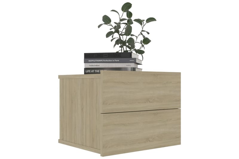 Nattbord 2 stk sonoma eik 40x30x30 cm sponplate - Beige - Møbler - Bord - Avlastningsbord - Sengebord & nattbord