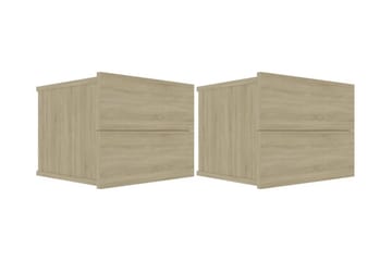 Nattbord 2 stk sonoma eik 40x30x30 cm sponplate - Beige - Møbler - Bord - Avlastningsbord - Sengebord & nattbord