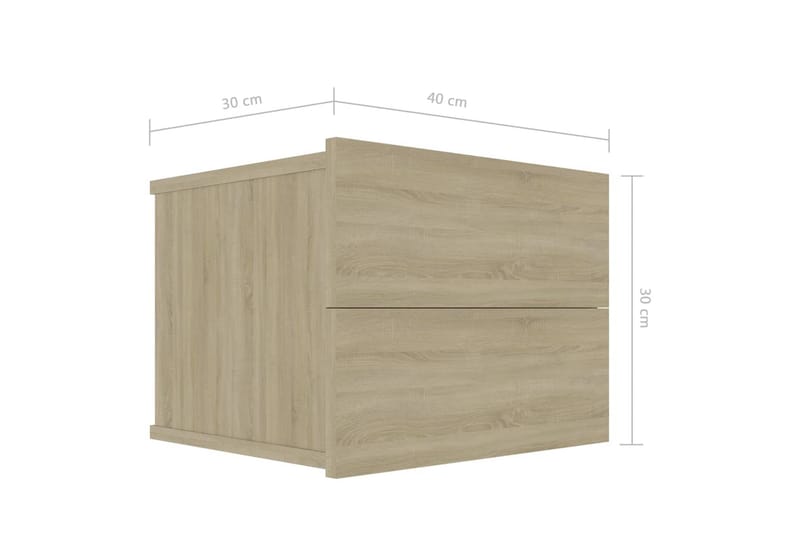 Nattbord 2 stk sonoma eik 40x30x30 cm sponplate - Beige - Møbler - Bord - Avlastningsbord - Sengebord & nattbord