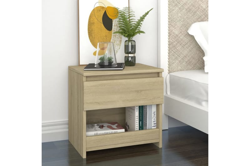 Nattbord 2 stk sonoma eik 40x30x39 cm sponplate - Brun - Møbler - Bord - Avlastningsbord - Sengebord & nattbord