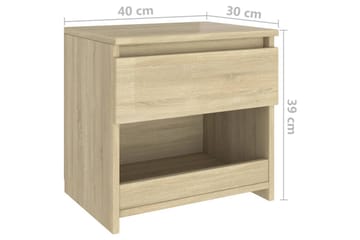 Nattbord 2 stk sonoma eik 40x30x39 cm sponplate - Brun - Møbler - Bord - Avlastningsbord - Sengebord & nattbord