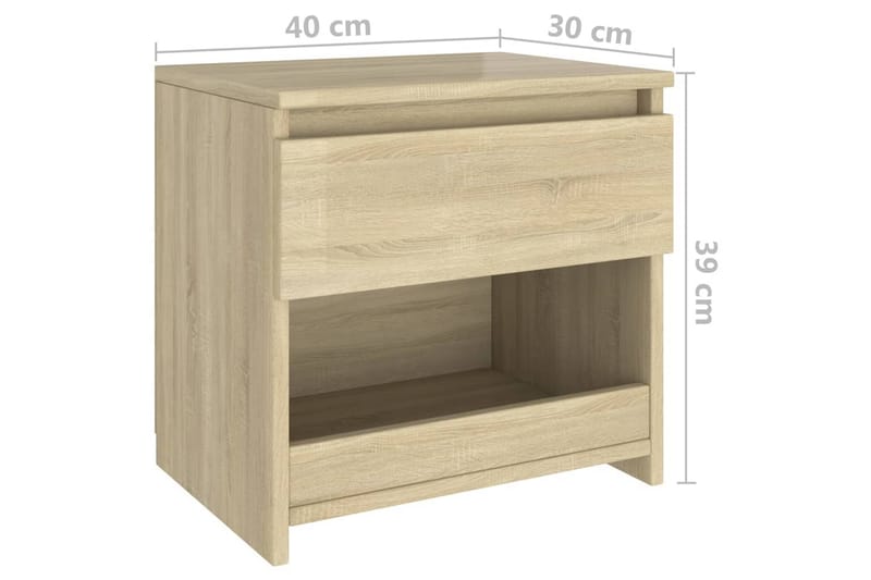 Nattbord 2 stk sonoma eik 40x30x39 cm sponplate - Brun - Møbler - Bord - Avlastningsbord - Sengebord & nattbord