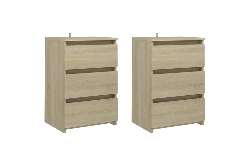 Nattbord 2 stk sonoma eik 40x35x62,5 cm sponplate - Brun - Møbler - Bord - Avlastningsbord - Sengebord & nattbord