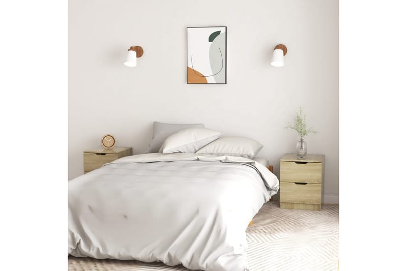Nattbord 2 stk sonoma eik 40x40x50 cm sponplate - Brun - Møbler - Bord - Avlastningsbord - Sengebord & nattbord