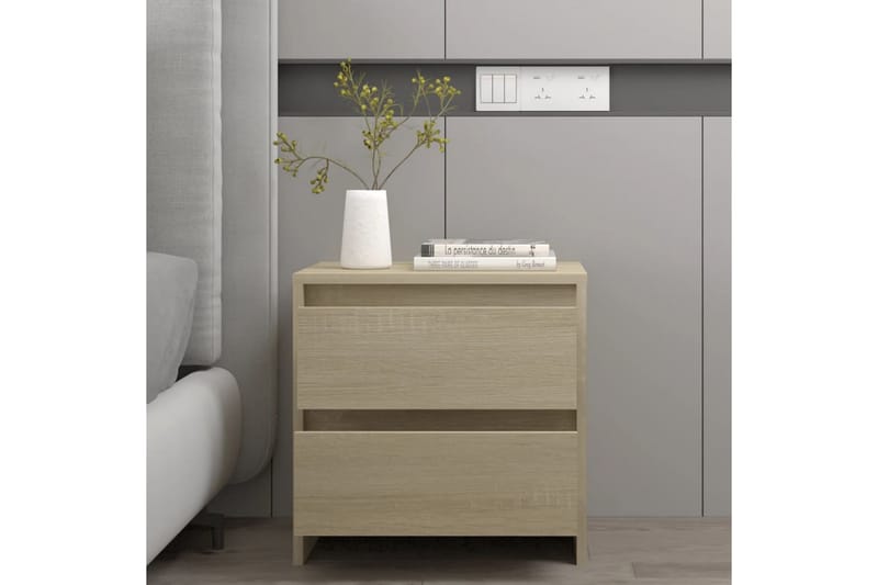 Nattbord 2 stk sonoma eik 45x34,5x44,5 cm sponplate - Brun - Møbler - Bord - Avlastningsbord - Sengebord & nattbord