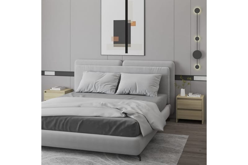 Nattbord 2 stk sonoma eik 45x34,5x44,5 cm sponplate - Brun - Møbler - Bord - Avlastningsbord - Sengebord & nattbord