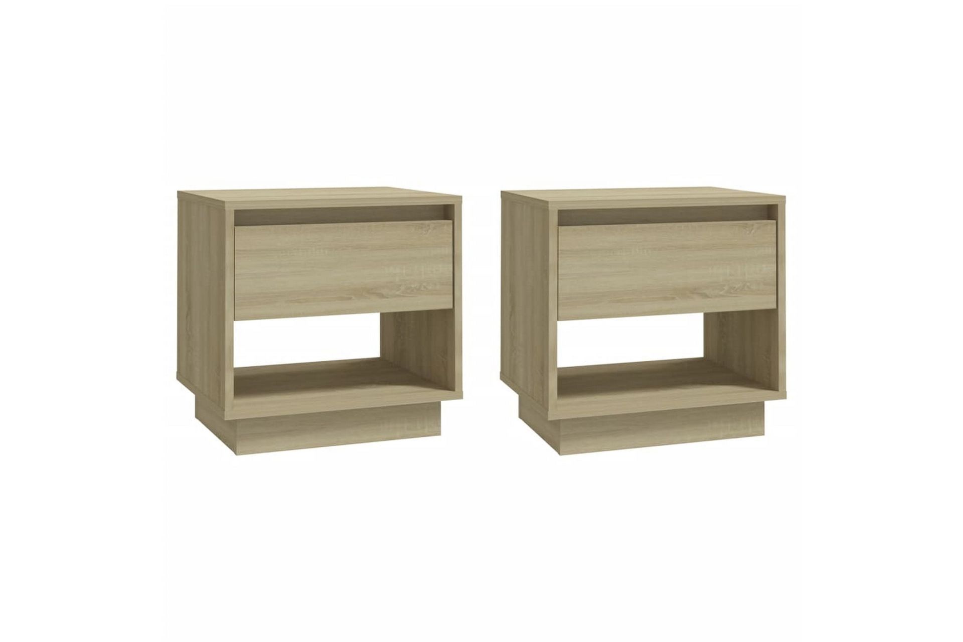 Nattbord 2 stk sonoma eik 45x34x44 cm sponplate - Beige - Møbler - Bord - Avlastningsbord - Sengebord & nattbord