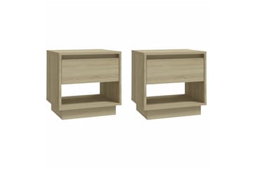 Nattbord 2 stk sonoma eik 45x34x44 cm sponplate - Beige - Møbler - Bord - Avlastningsbord - Sengebord & nattbord