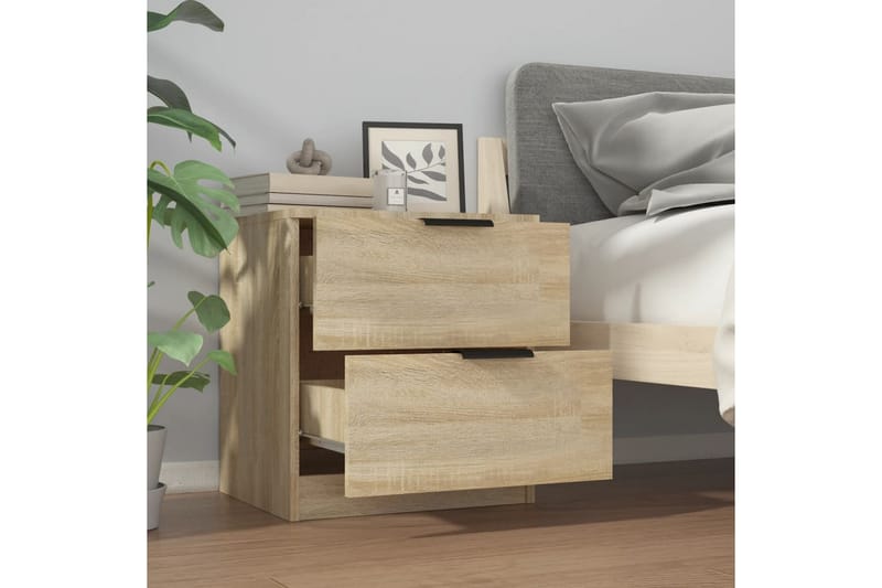 Nattbord 2 stk sonoma eik konstruert tre - Brun - Møbler - Bord - Avlastningsbord - Sengebord & nattbord