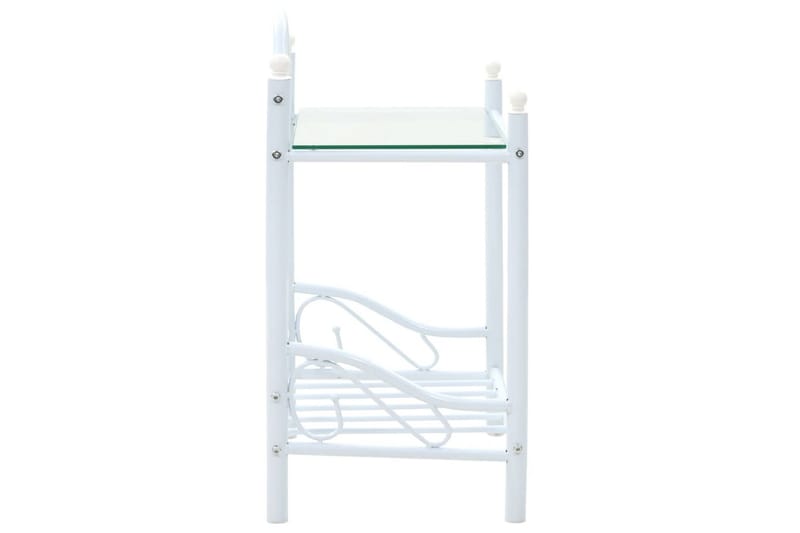 Nattbord 2 stk stål og herdet glass 45x30,5x60 cm hvit - Møbler - Bord - Avlastningsbord - Sengebord & nattbord