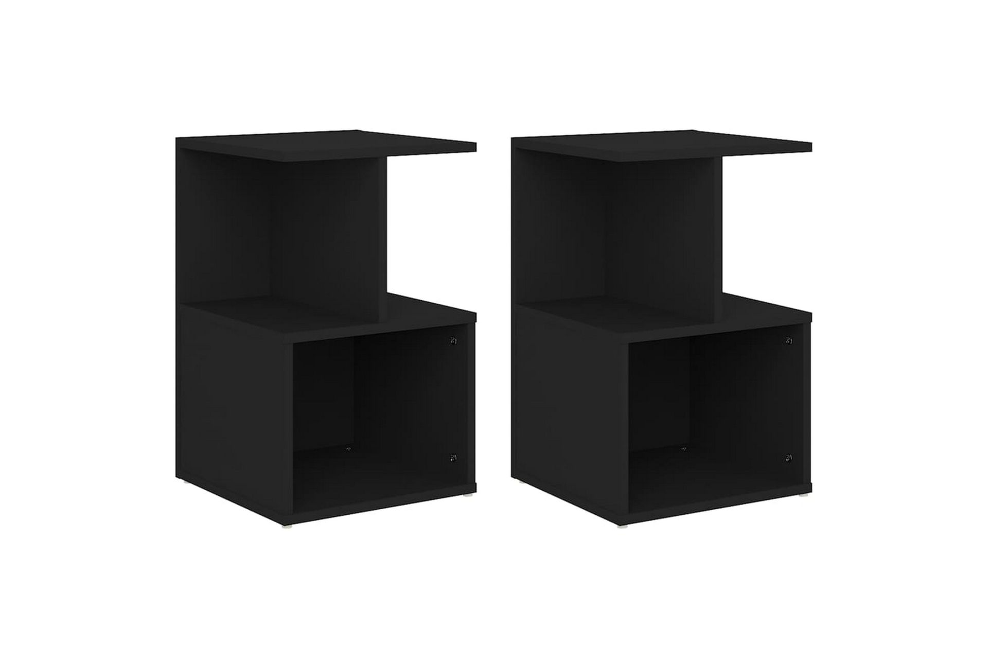 Nattbord 2 stk svart 35x35x55 cm sponplate - Svart - Møbler - Bord - Avlastningsbord - Sengebord & nattbord