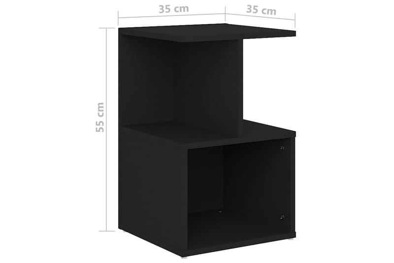 Nattbord 2 stk svart 35x35x55 cm sponplate - Svart - Møbler - Bord - Avlastningsbord - Sengebord & nattbord