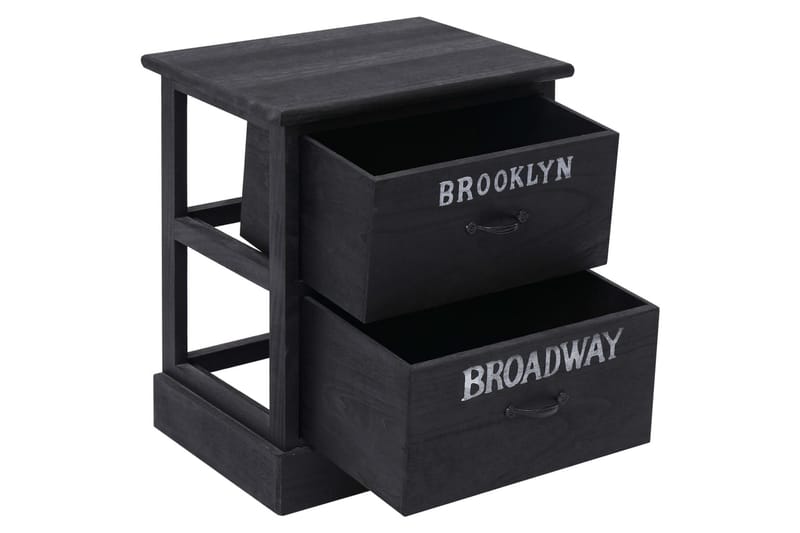 Nattbord 2 stk svart 38x28x45 cm keisertre - Svart - Møbler - Bord - Avlastningsbord - Sengebord & nattbord