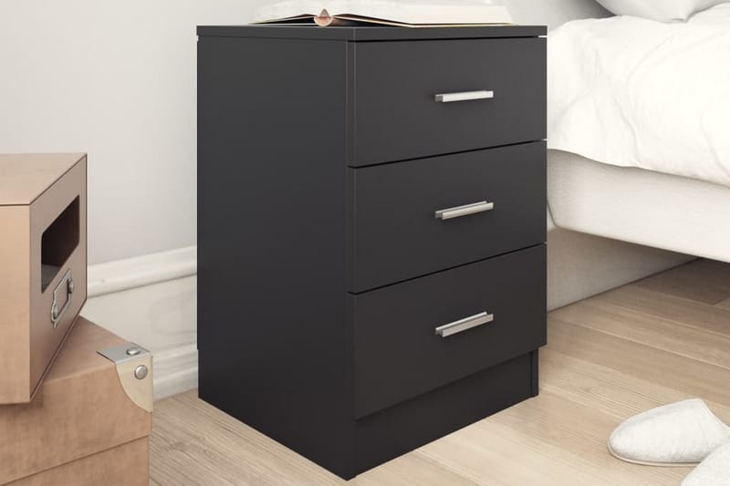 Nattbord 2 stk svart 38x35x56 cm sponplate - Svart - Møbler - Bord - Avlastningsbord - Sengebord & nattbord