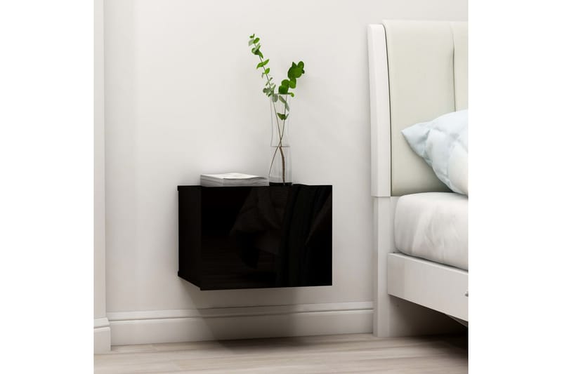 Nattbord 2 stk svart 40x30x30 cm sponplate - Svart - Møbler - Bord - Avlastningsbord - Sengebord & nattbord