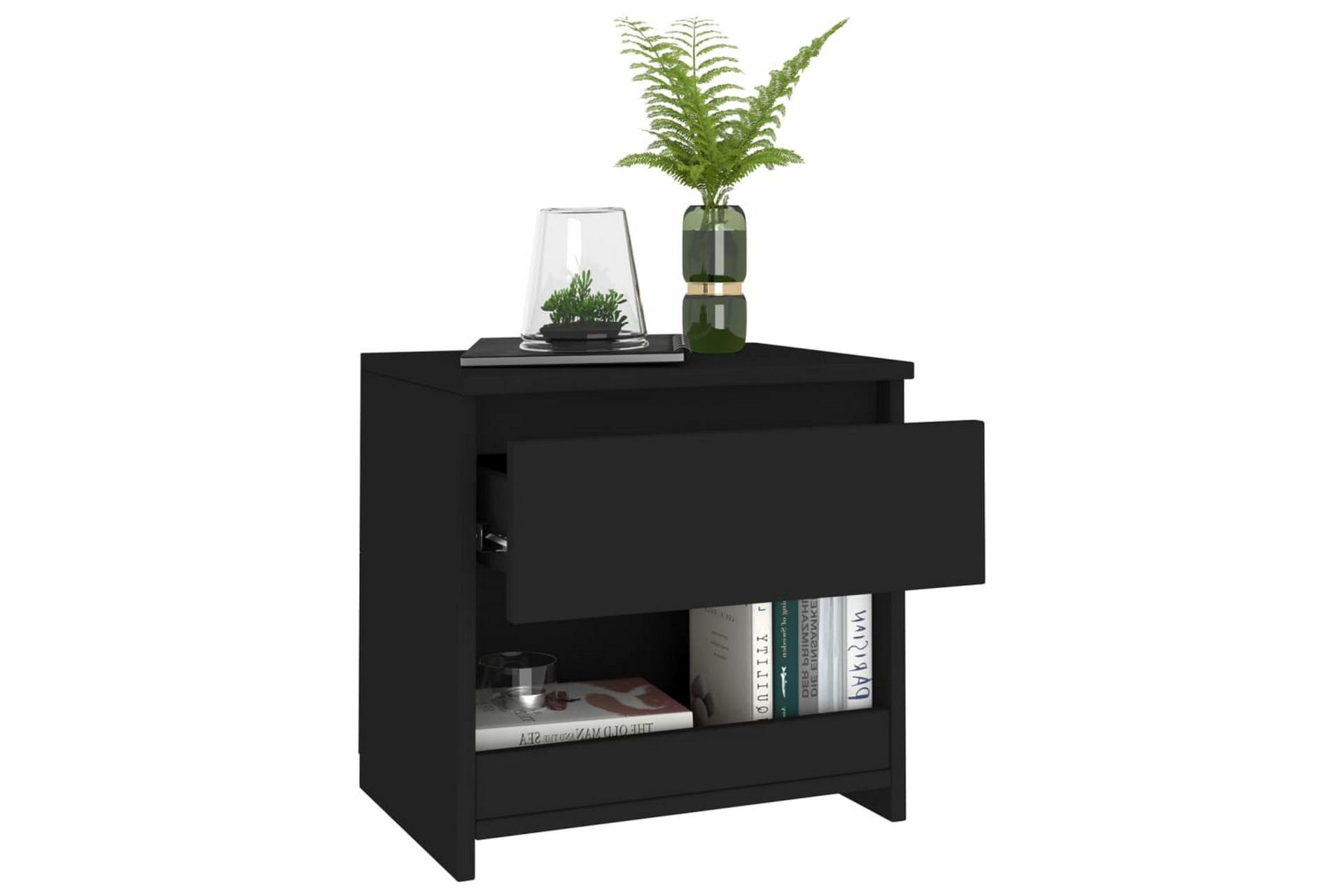Nattbord 2 stk svart 40x30x39 cm sponplate - Svart - Møbler - Bord - Avlastningsbord - Sengebord & nattbord