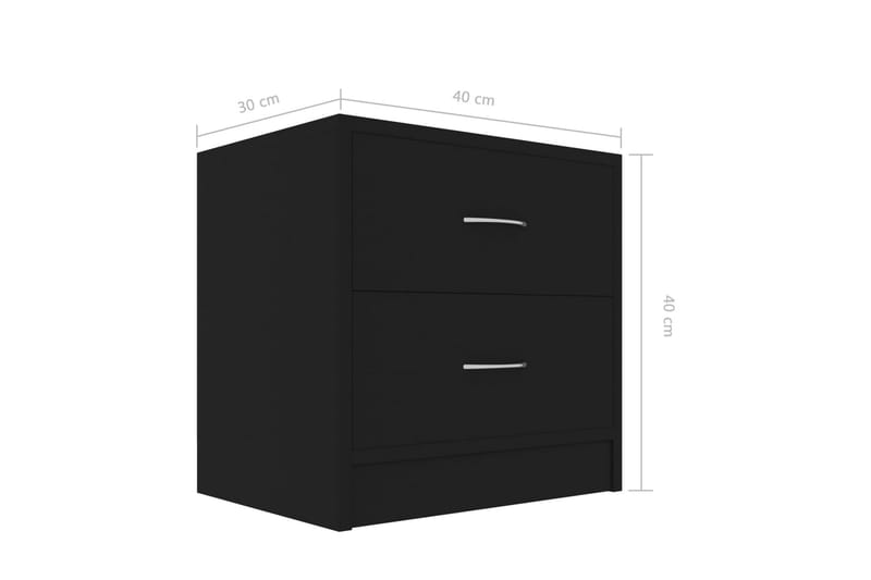 Nattbord 2 stk svart 40x30x40 cm sponplate - Svart - Sengebord & nattbord