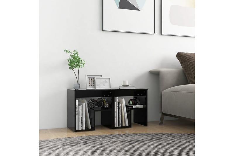 Nattbord 2 stk svart 40x30x40 cm sponplate - Svart - Møbler - Bord - Avlastningsbord - Sengebord & nattbord